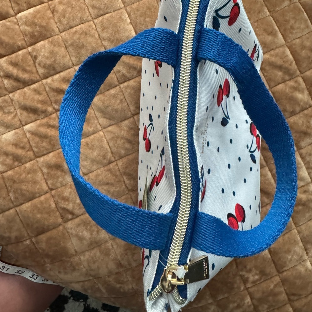 Kate Spade White and Blue Tote Bag with Cherry Print-insulated/mesh pocket too🍒 - Picture 4 of 12